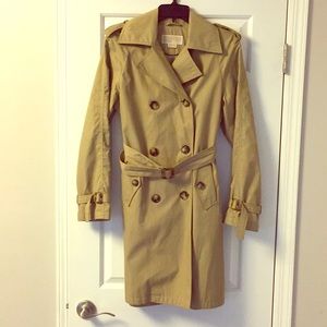 Michael Kors Belted Trench Coat in Khaki